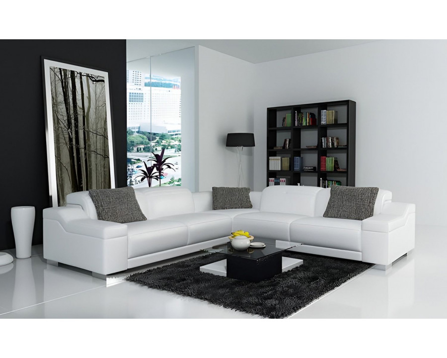 Jubilee Everlin Modern Sectional - White, Bonded Leather