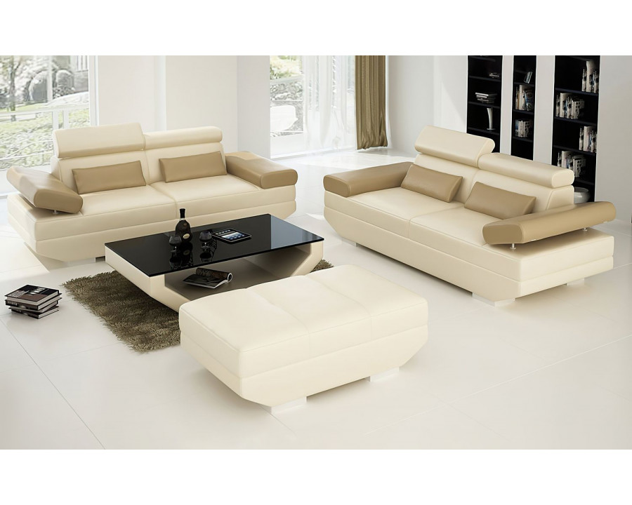 Jubilee Merdell Modern Sofa Set - Beige/Tan, Bonded Leather