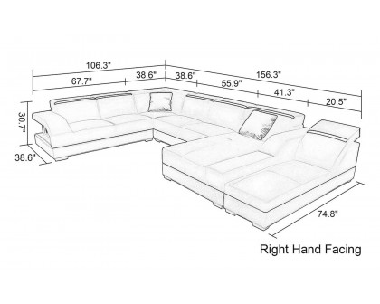 Jubilee - Sadie Modern U-Shape Right Hand Facing Sectional with Side Chaise