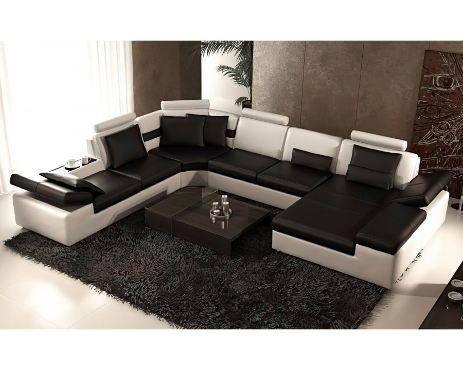 Jubilee Lindum Modern U-Shape Right Hand Facing Sectional - Black/White, Bonded Leather