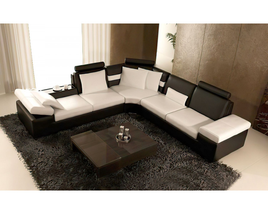 Jubilee Lindum Modern Sectional - White/Black, Bonded Leather