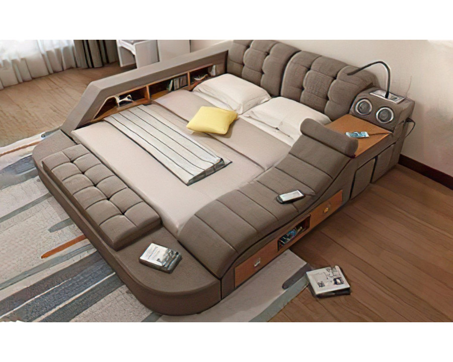 Jubilee Hariana Tech Smart Ultimate Queen Size Left Hand Facing Bed  - Brown, Fabric