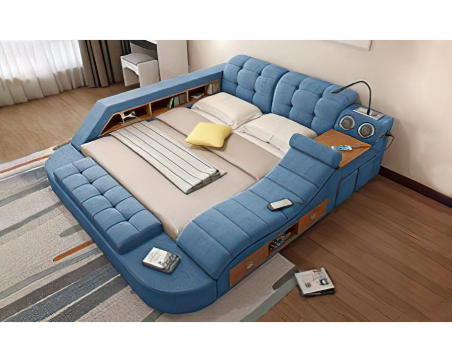 Jubilee Hariana Tech Smart Ultimate King Size Left Hand Facing Bed - Blue, Fabric