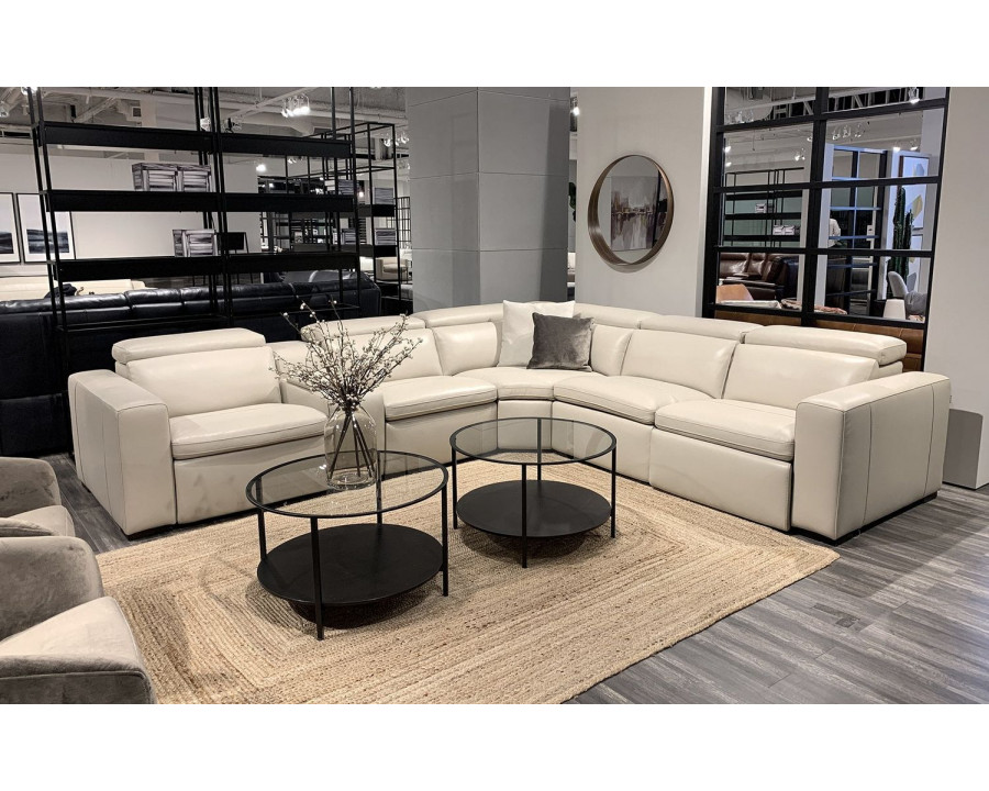 Jubilee Motique Modern Sectional with Recliner - Light Gray, Top Grain Italian Leather, with Armless Chair