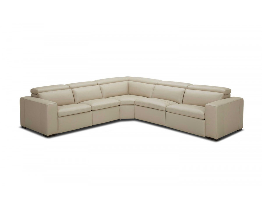 Jubilee Motique Modern Sectional with Recliner - Light Gray, Top Grain Italian Leather