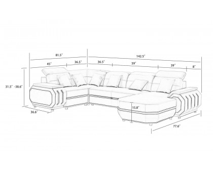 Jubilee - Univo Modern Right Hand Facing Sectional with Leds