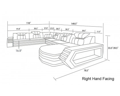 Jubilee - Salvie Futuristic Right Hand Facing Sectional with Leds