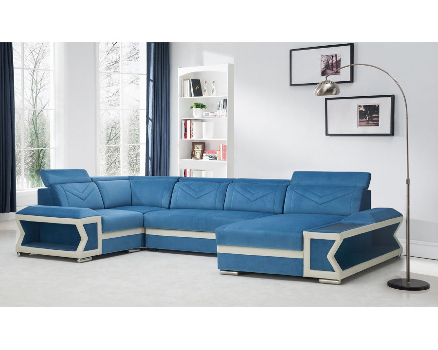 Jubilee Boancy Led Modern Left Hand Facing Sectional with Side Storage - Blue/Beige, Fabric