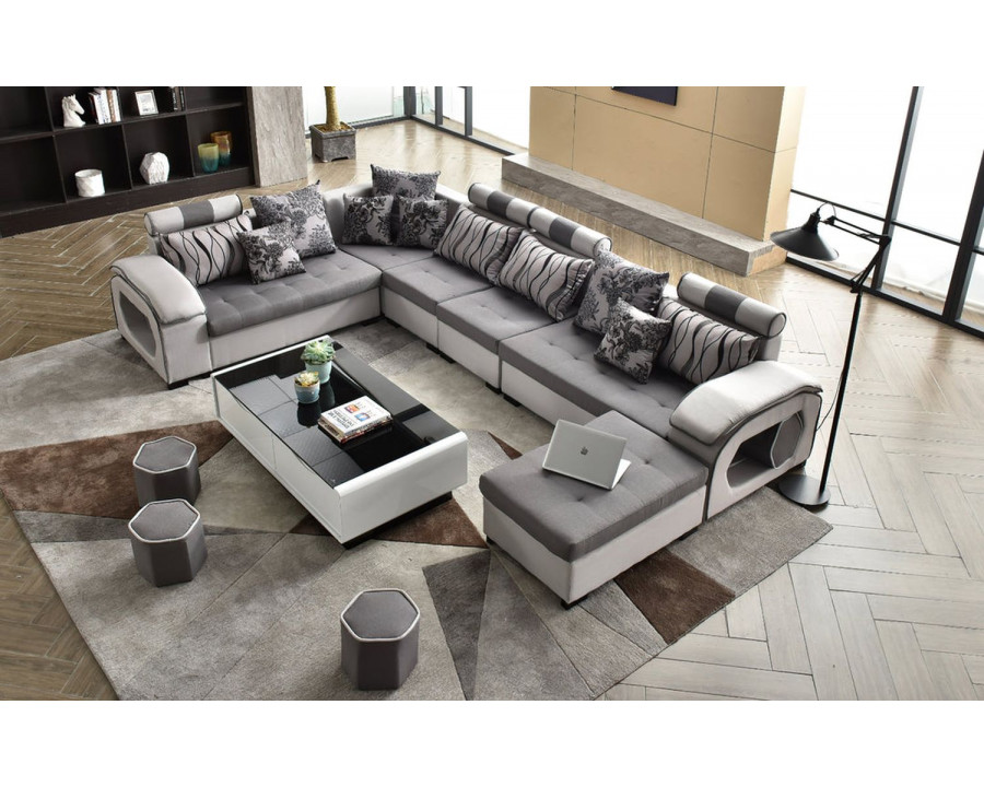 Jubilee Selena Style B Modular Tufted Sectional - Gray/Light Gray, Fabric