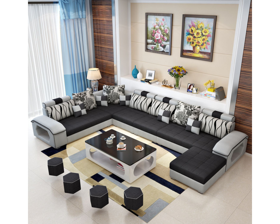 Jubilee Selena Style B Modular Tufted Sectional - Black/Light Gray, Fabric