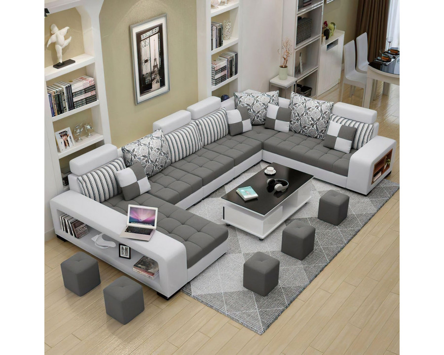 Jubilee Selena Style D Modular Tufted Left Hand Facing Sectional - Dark Gray/Light Gray, Fabric