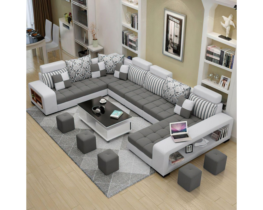 Jubilee Selena Style D Modular Tufted Right Hand Facing Sectional - Dark Gray/Light Gray, Fabric