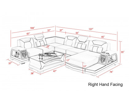 Jubilee - Vincenzo Futuristic Modern Right Hand Facing Sectional with Illuminating Led