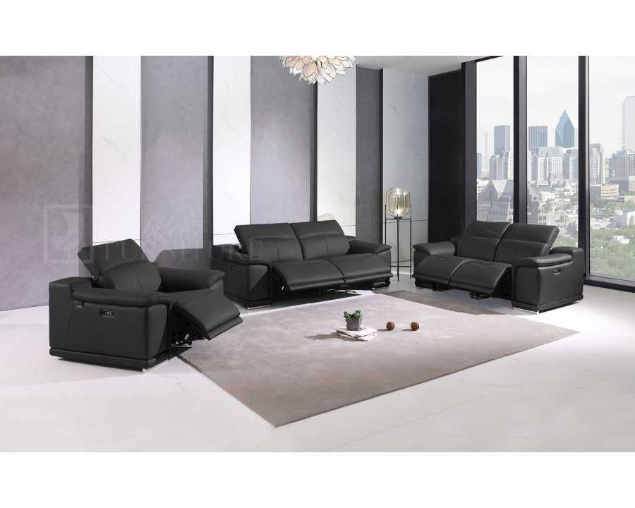 Jubilee Starcy Sofa Set with Power Reclining Seats - Dark Gray, Top Grain Italian Leather