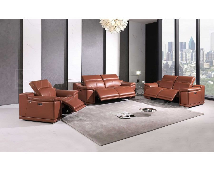 Jubilee Starcy Sofa Set with Power Reclining Seats - Brown, Top Grain Italian Leather