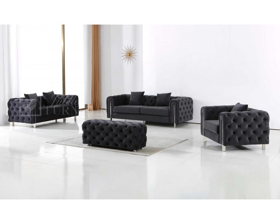 Jubilee Mayulay Tufted Sofa Set - Black, Fabric