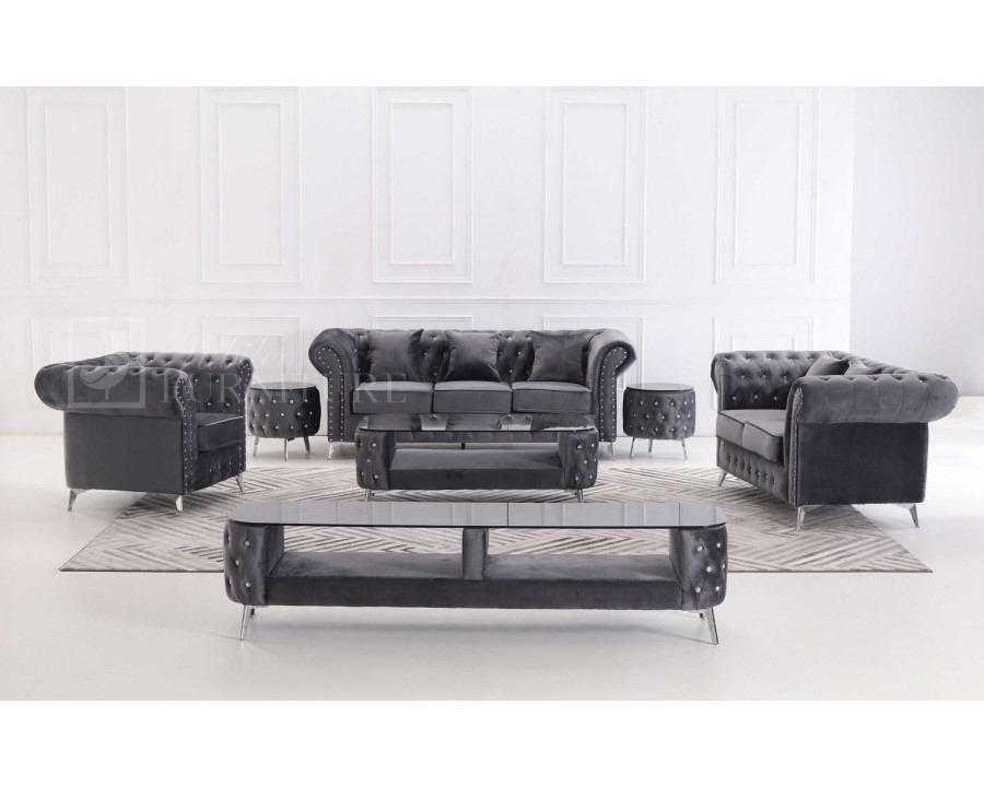 Jubilee Lenmus Tufted Sofa Set - Diamond Gray, Fabric