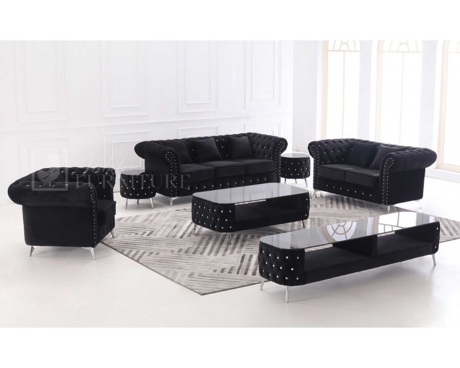 Jubilee Lenmus Tufted Sofa Set - Black, Fabric