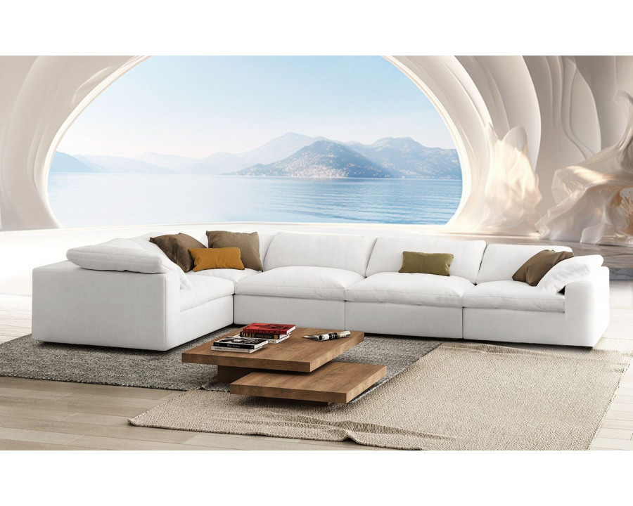 Jubilee Melo Modular Customizable 5 Pieces Sectional - White, Fabric