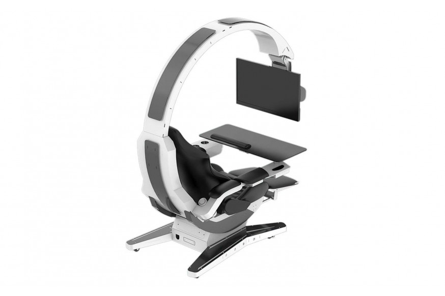 Jubilee™ Hamish Ultimate Working and Gaming Computer Desk with Recliner - White/Black