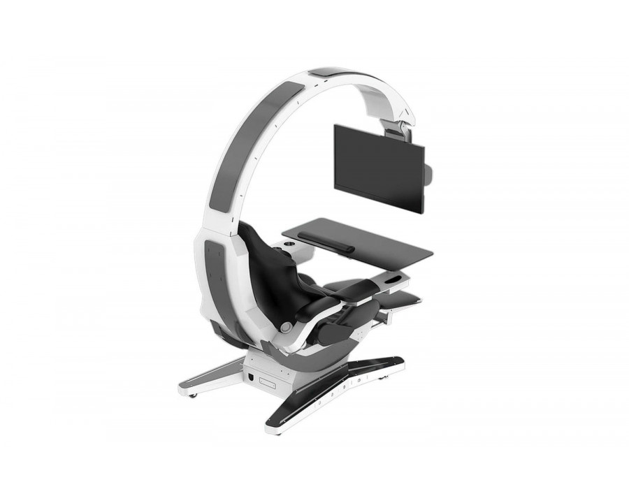 Jubilee Hamish Ultimate Working and Gaming Computer Desk with Recliner - White/Black