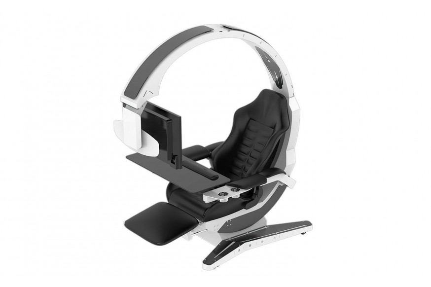 Jubilee™ Hamish Ultimate Working and Gaming Computer Desk with Recliner - Black/White