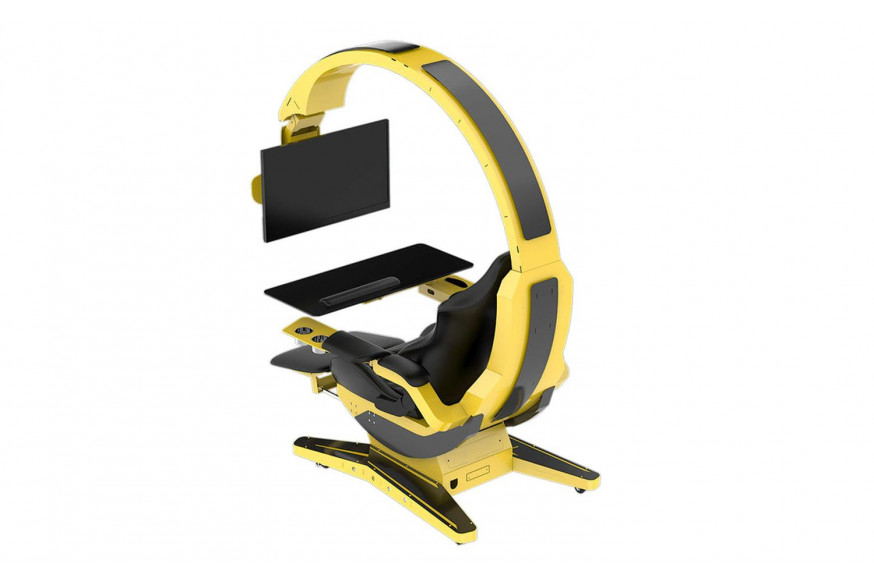 Jubilee™ Hamish Ultimate Working and Gaming Computer Desk with Recliner - Yellow/Black