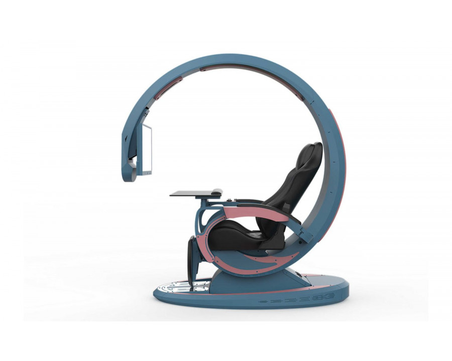 Jubilee Shin Smart Working and Gaming Desk with Recliner Chair - Blue/Pink