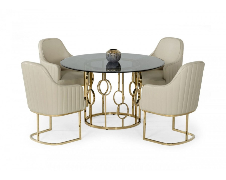 Jubilee - Bullock Dining Table in Smoked Glass/Champagne Gold