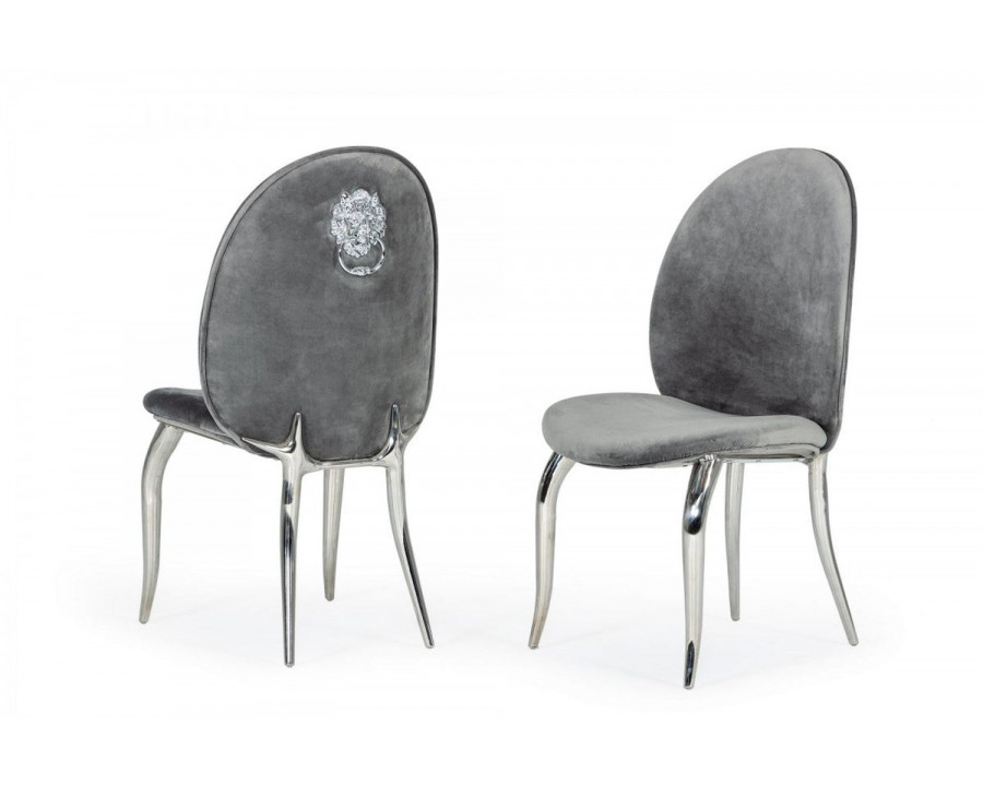 Jubilee - Constance Modern Velvet Dining Chair Set of 2 in Gray, Velour