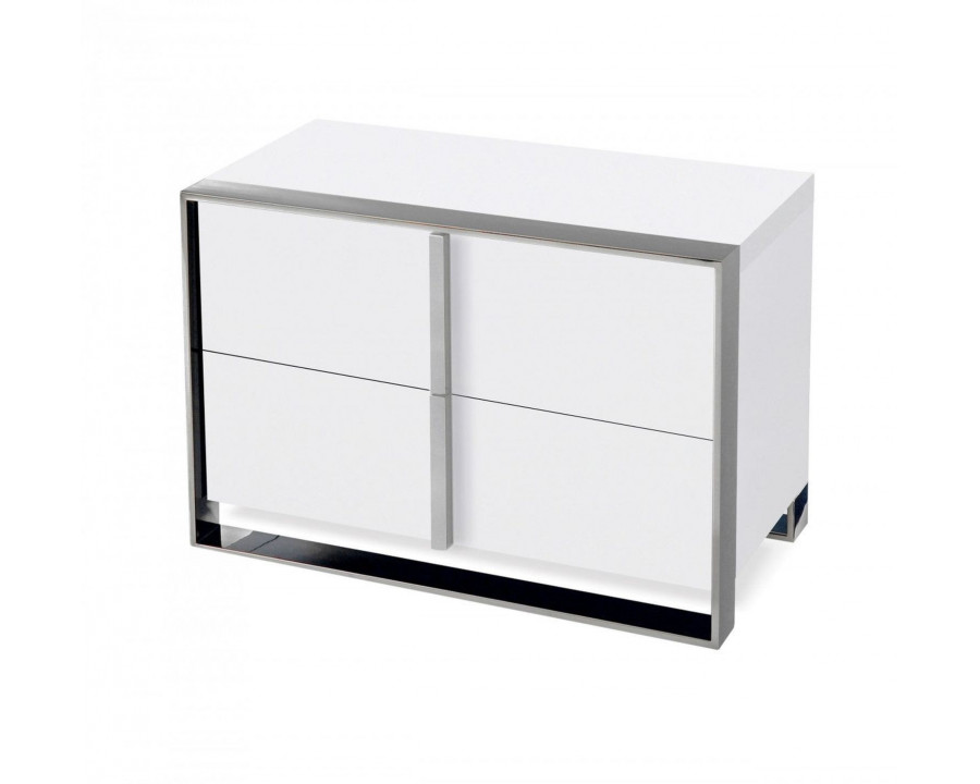 Jubilee - Apede Modern Nightstand in White, Stainless Steel