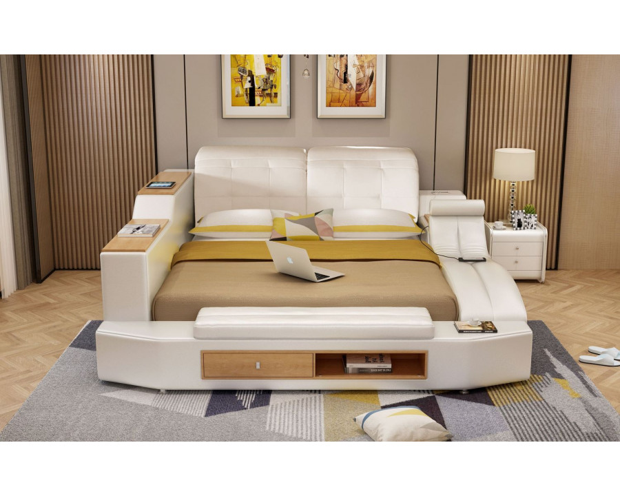 Jubilee Apollo Modern Multifunctional Smart Queen Size Left Hand Facing Bed - Beige, Fabric