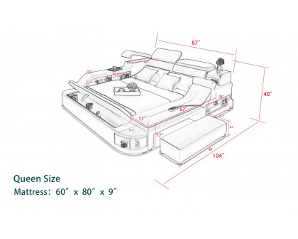 Jubilee - Aria Modern Multifunctional Smart Right Hand Facing Bed with Bluetooth Speakers