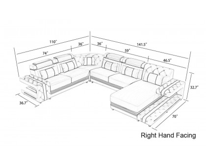 Jubilee - Zion Modern Right Hand Facing Sectional Sofa with Led