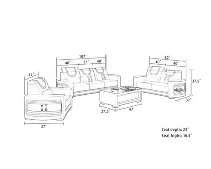 Jubilee - Luca Modern Sofa Set with Led