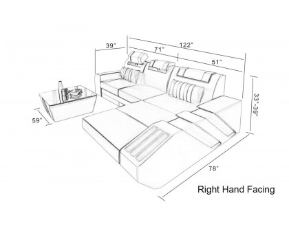 Jubilee - Cosmo Small Modern Right Hand Facing Sectional with Led