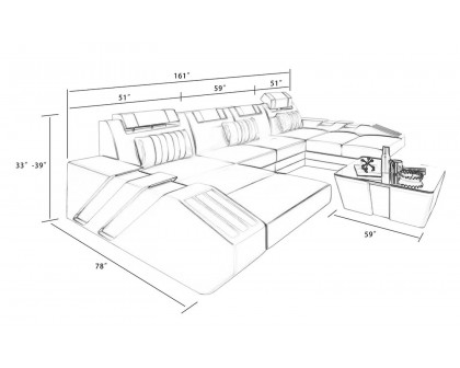 Jubilee - Cosmo U-Shape Modern Sectional with Led