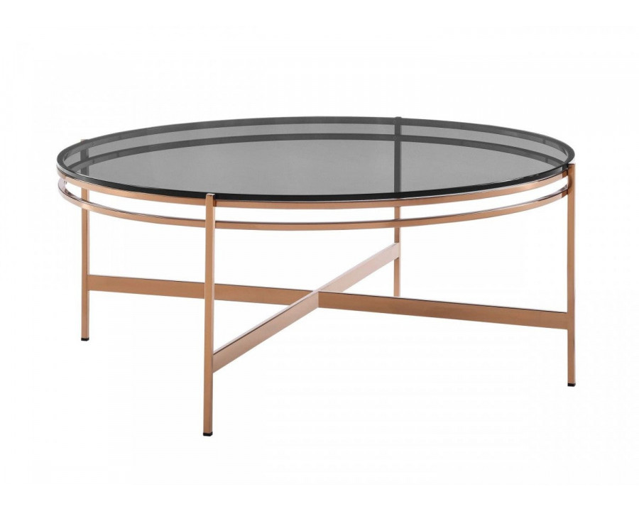 Jubilee - Orvinio Coffee Table in Smoked Glass/Rosegold