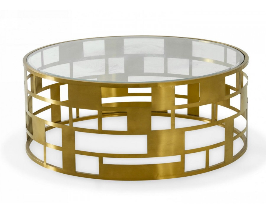 Jubilee - Todi Coffee Table in Clear/Gold, Glass/Stainless Steel