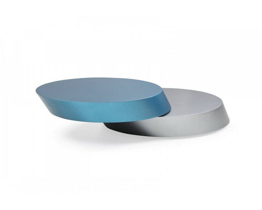 Jubilee - Tarquinia Modern Coffee Table in Matte Blue/Matte Silver