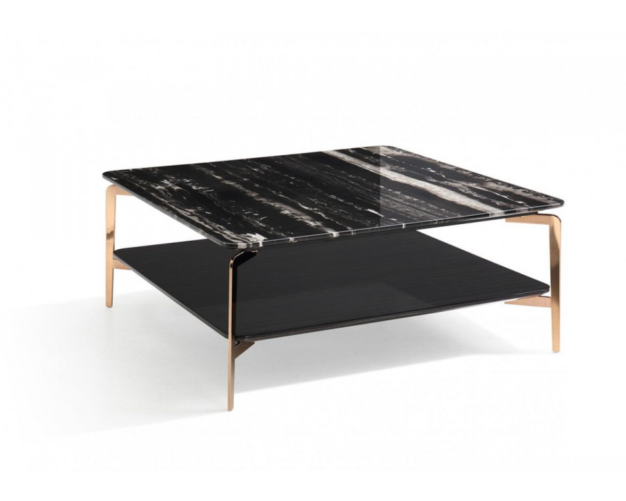 Jubilee - Bari Modern Square Coffee Table in Black Marble/Ebony