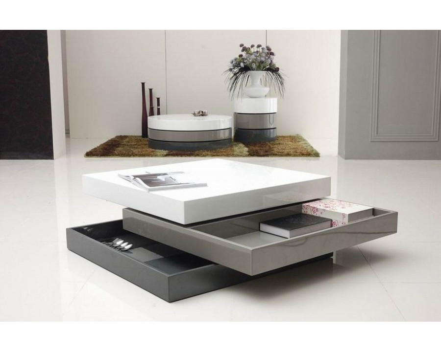 Jubilee - Galati Square Coffee Table in White/Gray/Dark Gray