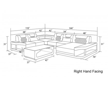 Jubilee - Tate Modern Right Hand Facing Sectional with Led