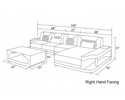 Jubilee - Tate Modern Small Right Hand Facing Sectional with Led