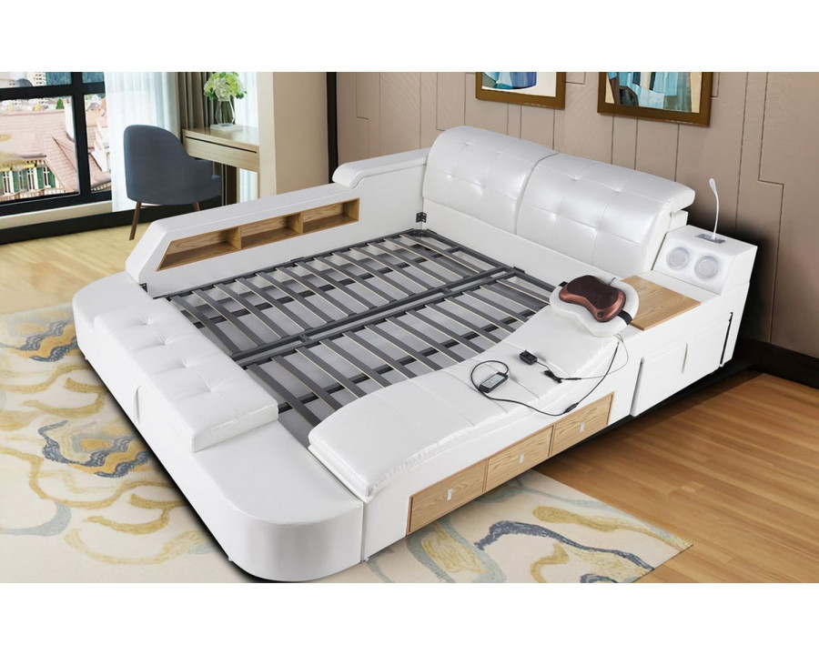 Jubilee Daydream Tech Smart Ultimate Queen Size Left Hand Facing Bed - White, Fabric