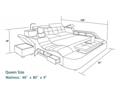 Jubilee - Raven Modern Multifunctional Smart Right Hand Facing Bed