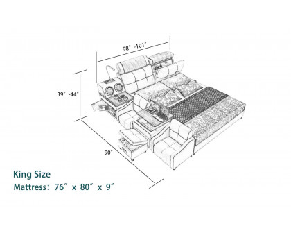 Jubilee - Lucinda Modular Modern Multifunctional Smart King Size Right Hand Facing Bed