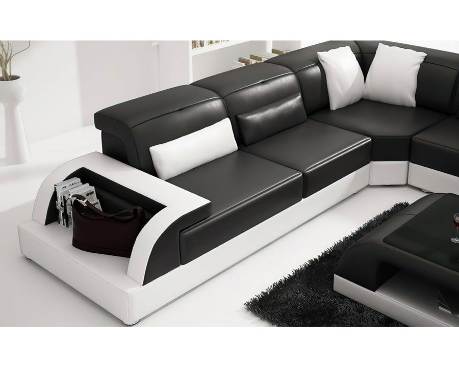 Jubilee Molinaro Right Hand Facing Sectional with Adjustable Headrest - Dark Brown/White, Top Grain Italian Leather