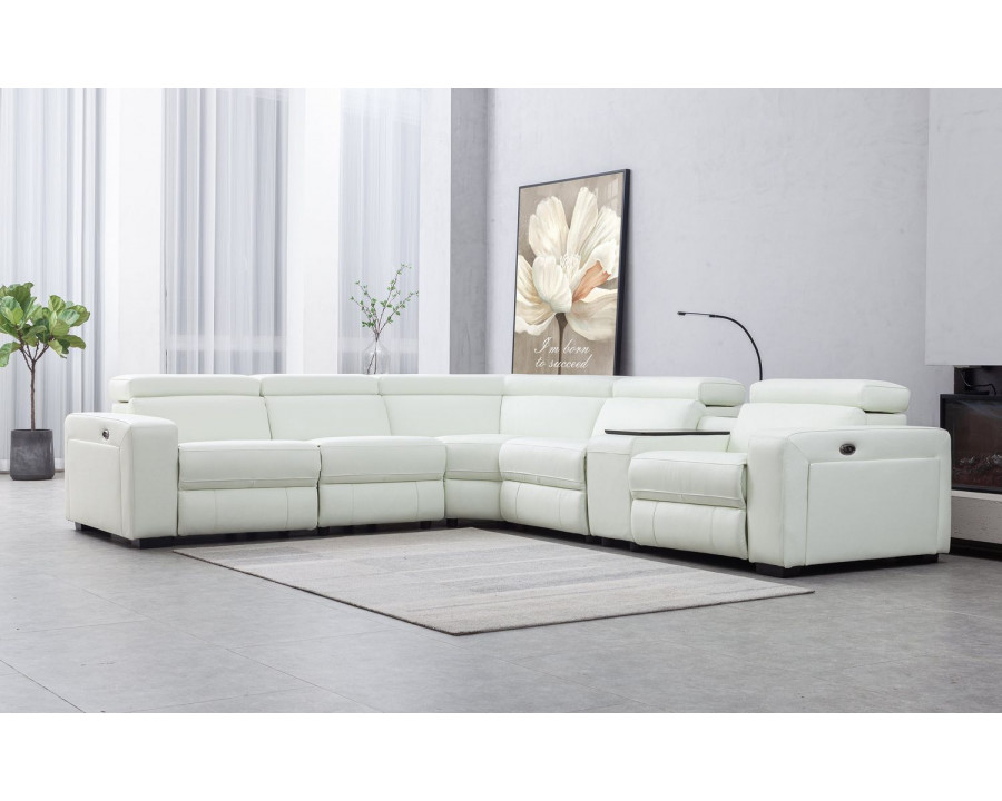 Jubilee - Borgan Modern Reclining Sectional in White, Italian Top Grain Leather