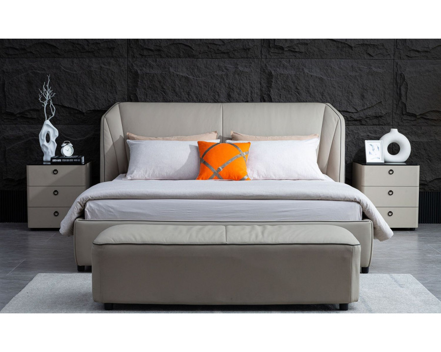 Jubilee Luna Modern King Size Platform Bed - Gray, Bonded Leather